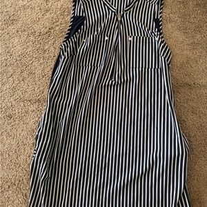 Women navy and white striped dress- sz L